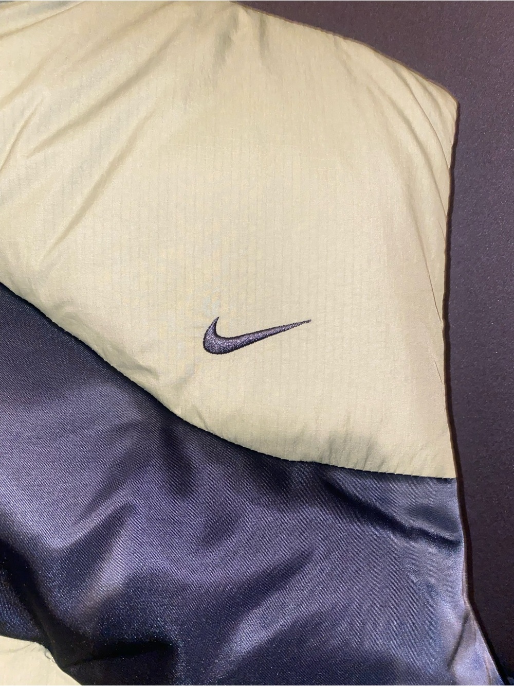 Nike Women's Sportswear Swoosh Series Oversized Down Vest - Olive/Black - Picture 9 of 11
